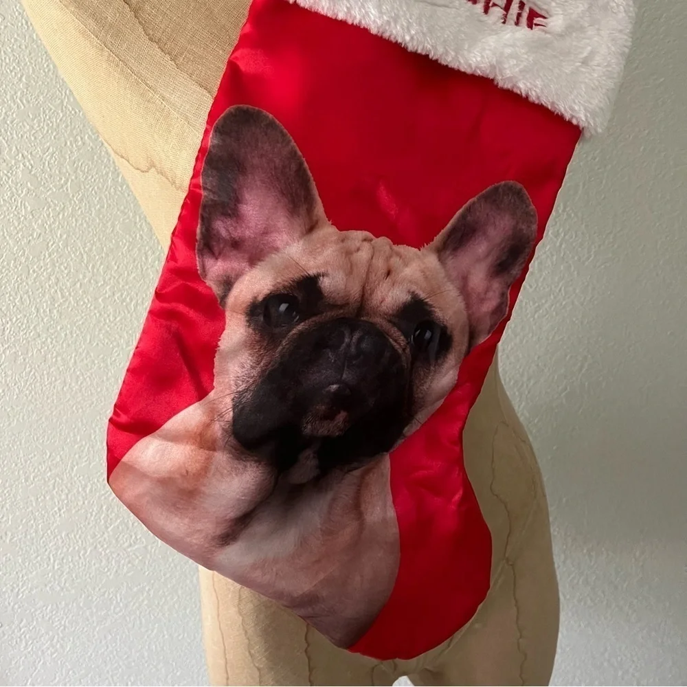 FRENCH BULLDOG Red Holiday Stocking Fawn Brown Dog Puppy Christmas